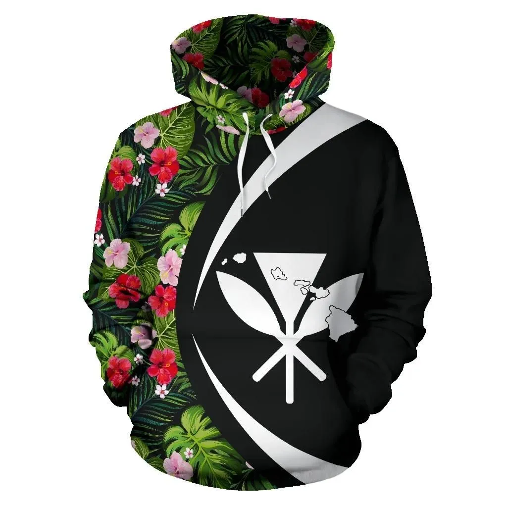 Alohawaii Hoodie - Kanaka Tropical Flower Mix Hoodie - Circle Style - AH - J1