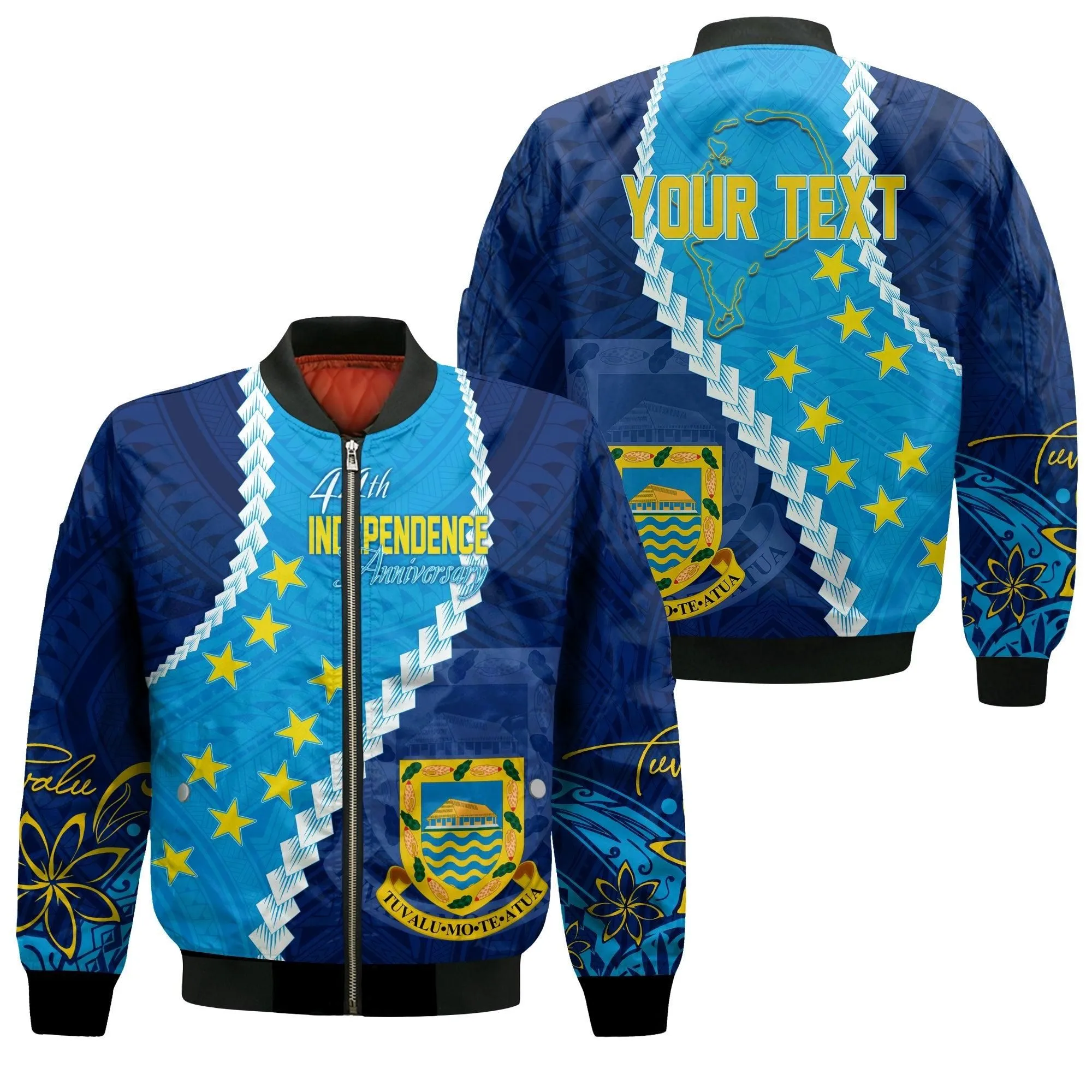 Personalised Tuvalu Bomber Jacket 44th Independence Anniversary LT7