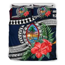 FamilyGater Bedding Set - Cover and Pillow Cases Guam - Polynesian Coat Of Arms Hibiscus A24