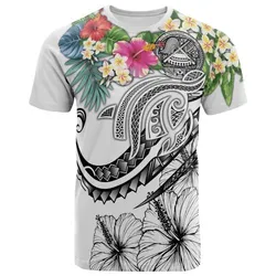 Polynesian American Samoa T shirt - Summer Plumeria White