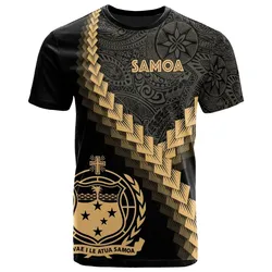 Alohawaii T-Shirt - Tee Samoa - Samoa Coat Of Arms With Polynesian Tattoo Gold - BN22