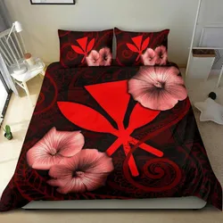 Alohawaii Bedding Set - Cover and Pillow Cases Polynesian Hawaii - Hibiscus Red - BN39