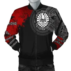 Tahiti Polynesian Mens Bomber Jacket - Polynesian Chain Style