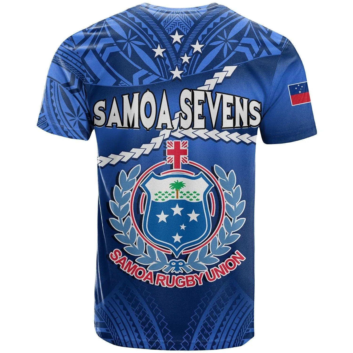 Samoa Rugby T shirt Manu Samoa Polynesian Hibiscus Blue Style LT14