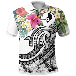 YAP Polynesian Polo shirt - Summer Plumeria (White)