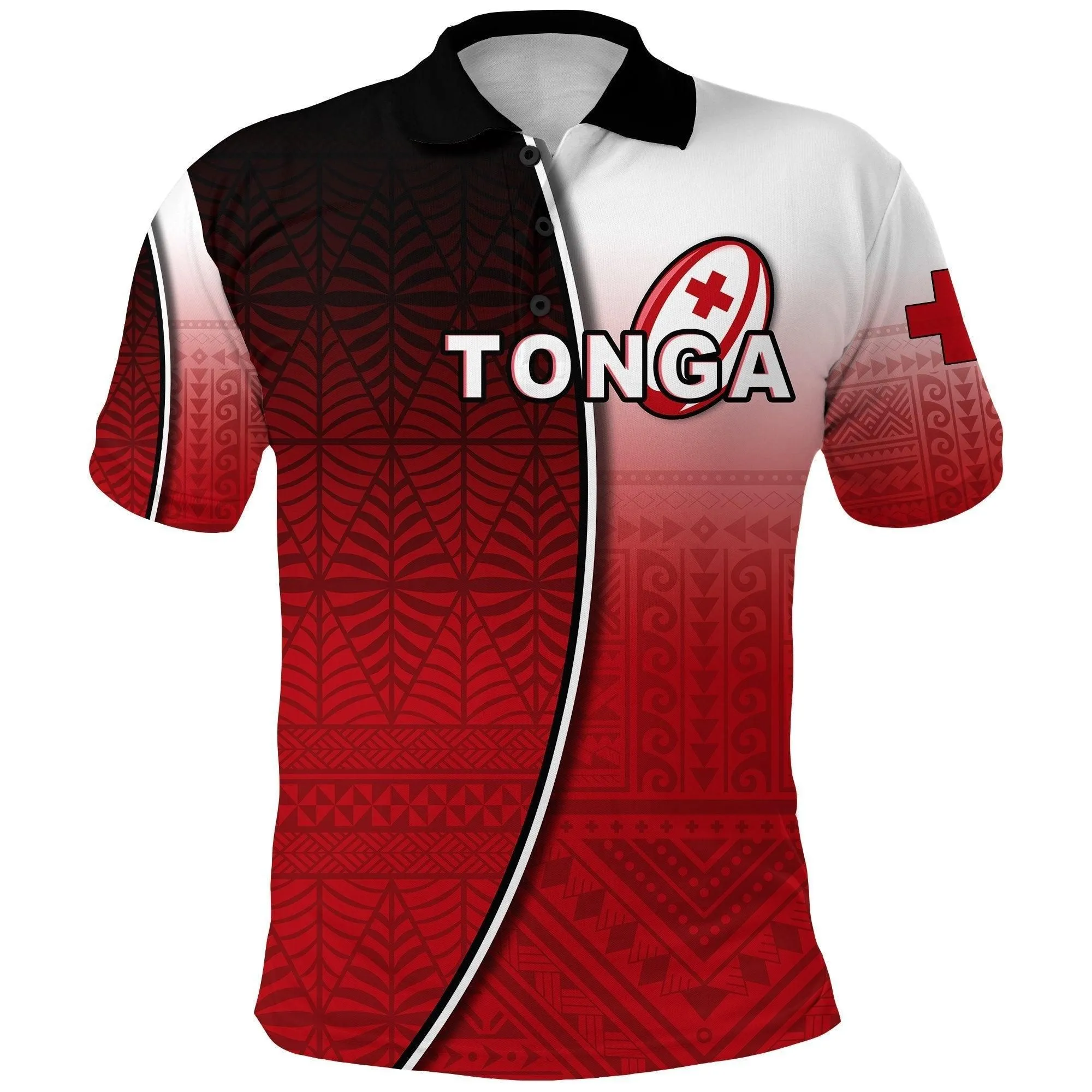 (Custom Personalised) Tonga Rugby Polo Shirt Impressive Version - Custom Text and Number