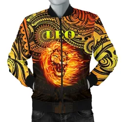 Sun In Leo Zodiac Men Bomber Jacket Polynesian Tattoo Unique Vibes