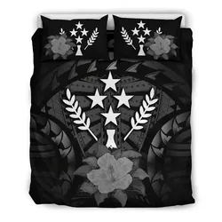 Alohawaii Bedding Set - Cover and Pillow Cases Kosrae Gray Hibiscus A24