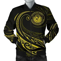 Hawaii Coat of Arms Polynesian Mens Bomber Jacket - Yellow - Frida Style