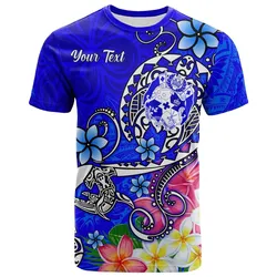 Tonga Custom Personalised T shirt - Turtle Plumeria (BLUE)