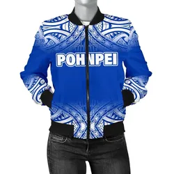Pohnpei Women's Bomber Jacket - Fog Blue Style - BN09