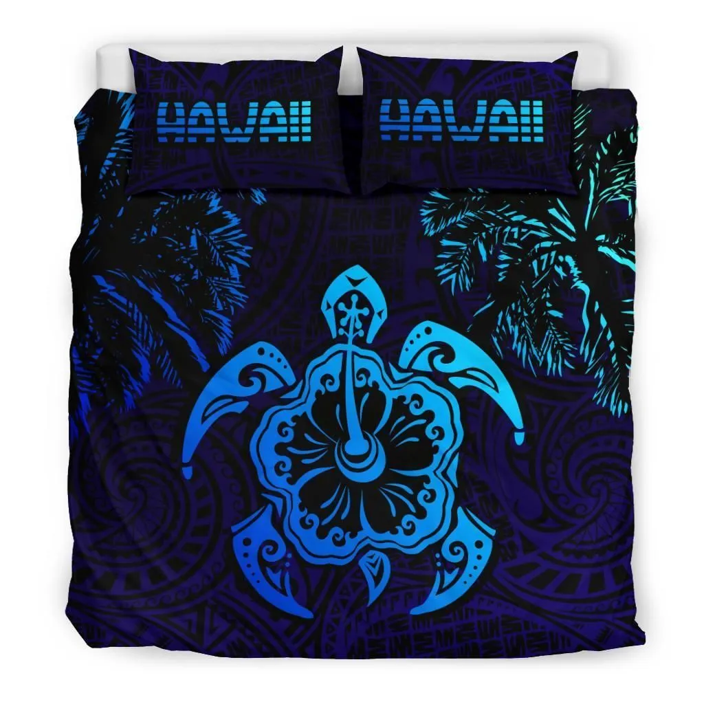 FamilyGater Bedding Set - Cover and Pillow Cases Hawaiian Turtle Hibiscus Coconut Tree Polynesian - AH J0