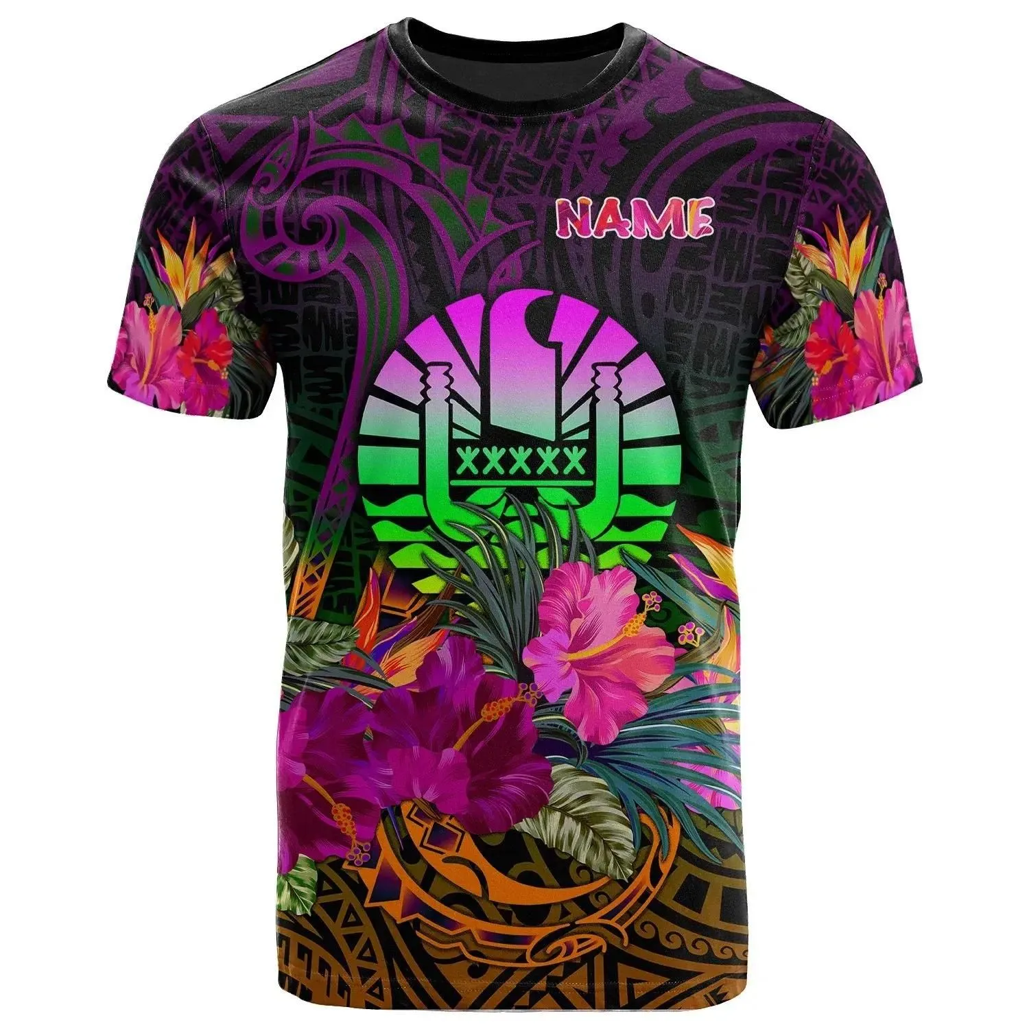 Tahiti Polynesian Personalised T-shirt - Summer Hibiscus - bn15