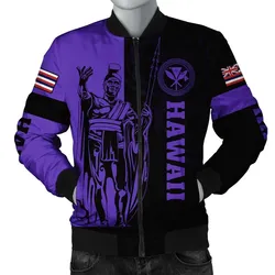 Hawaii King Polynesian Bomber Jacket - Lawla Style Purple - AH