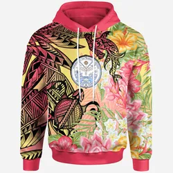 Marshall Islands Hoodie - Flowers Tropical With Sea Animals