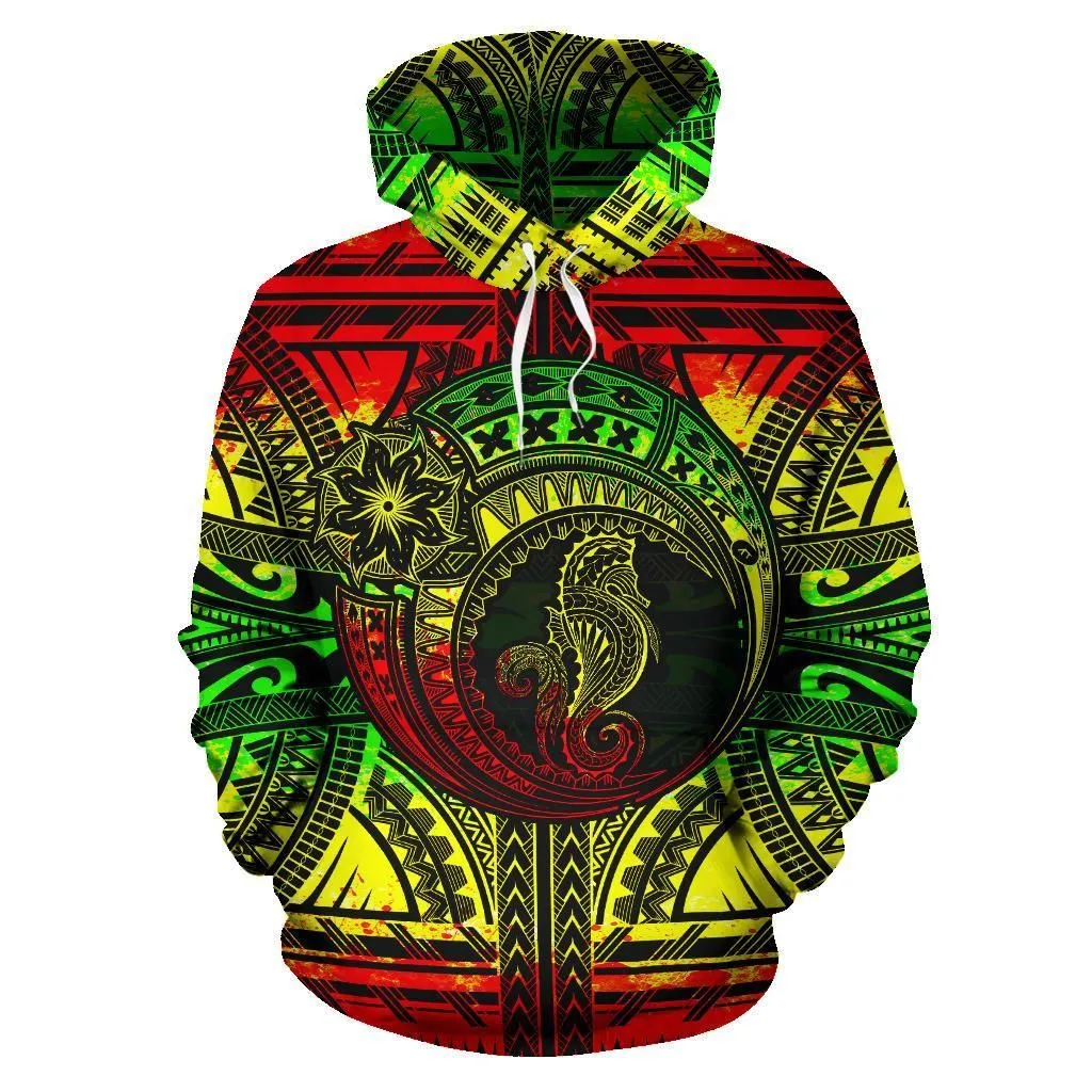 Seahorse Polynesian Hoodie - Polynesian Tattoo Reggae