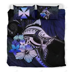 Wallis And Futuna Marlin And Hibiscus Bedding Set Bedroom Decor Purple