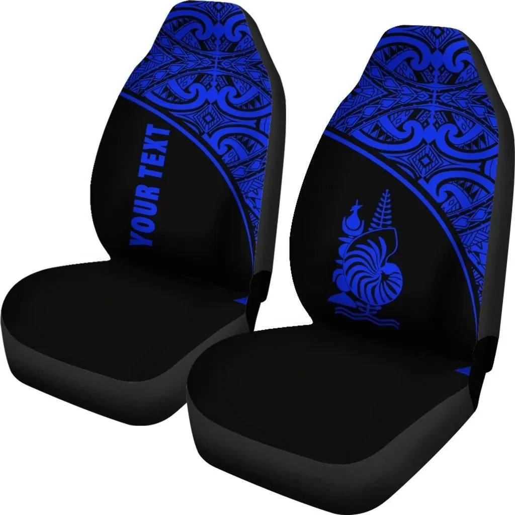 New Caledonia Polynesian Custom Personalised Car Seat Covers - Blue Curve - BN11