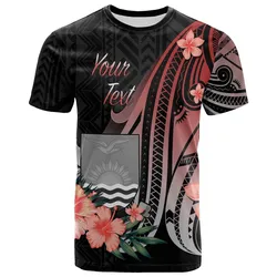 Kiribati Personalised Custom T shirt - Red Polynesian Hibiscus Pattern Style