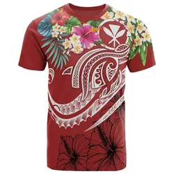 Alohawaii T-Shirt - Tee Polynesian Hawaii Kanaka Maoli - Summer Plumeria (Red) - BN15