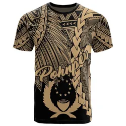 Pohnpei Micronesia T shirt - Tribal Wave Tattoo Gold