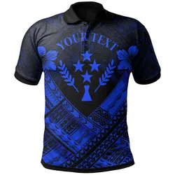 Kosrae Polynesian Custom Personalised Polo Shirts - Kosrae Blue  Camisole Hibiscus Style