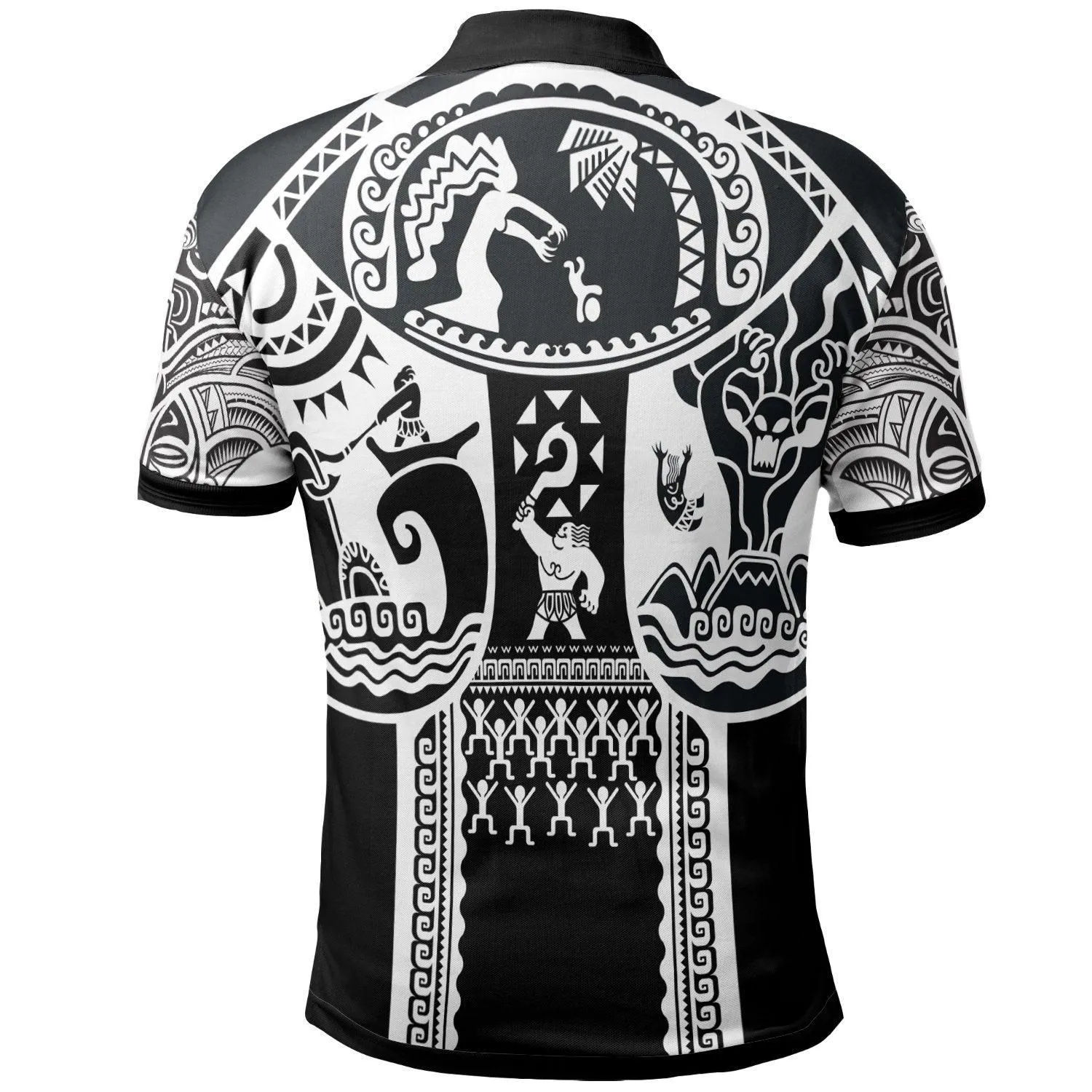 Polynesian Polo Shirt - Polynesian Patterns Maui Tattoo White