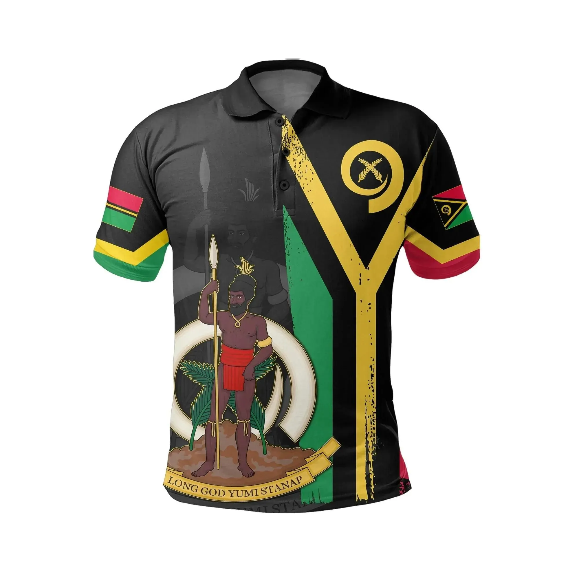 Alohawaii Shirt - Polo Shirt Vanuatu Flag Coat Of Arm - J4