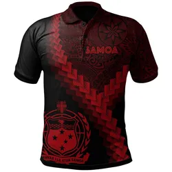 Samoa Polo Shirt - Samoa Coat Of Arms With Polynesian Tattoo Red - BN22