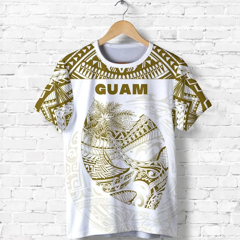 (Custom Personalised) Guam Rugby T-Shirt Polynesian Patterns - Gold Old LT16