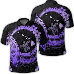 Alohawaii Shirt - Hawaii Turtle Hibiscus Map Polynesian Polo Shirt Violet - AH - JR