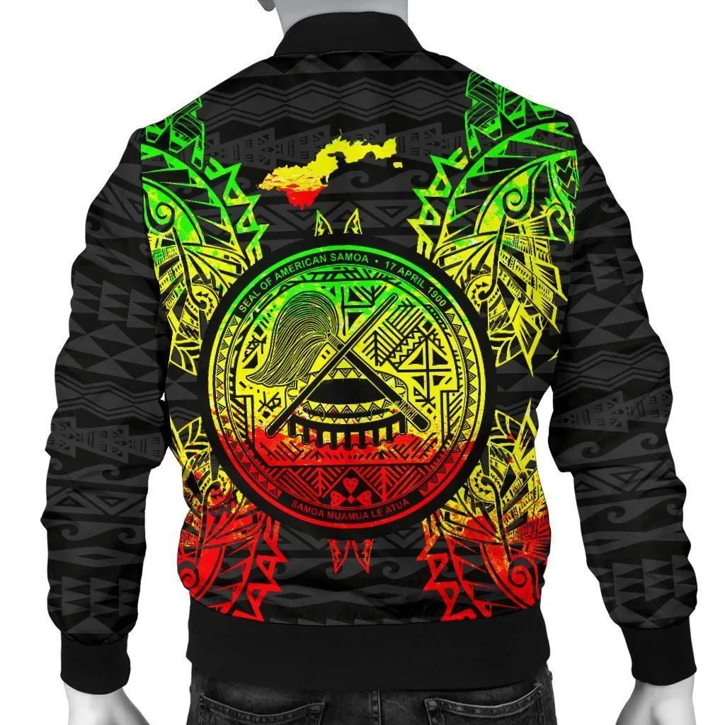 American Samoa Polynesian Mens Bomber Jacket Map Reggae
