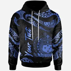 Samoa Polynesian Custom Personalised Hoodie - Poly Tattoo Blue Version