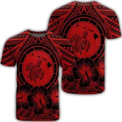 Alohawaii Tee - Hawaiian Map Honu Hibiscus Tropic Red Polynesian T-shirt AH - JGR