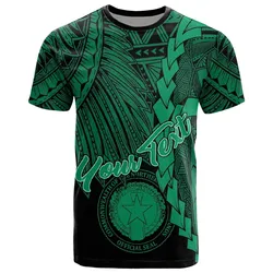 Northern Mariana Islands Polynesian Custom Personalised T-Shirt - Tribal Wave Tattoo Green