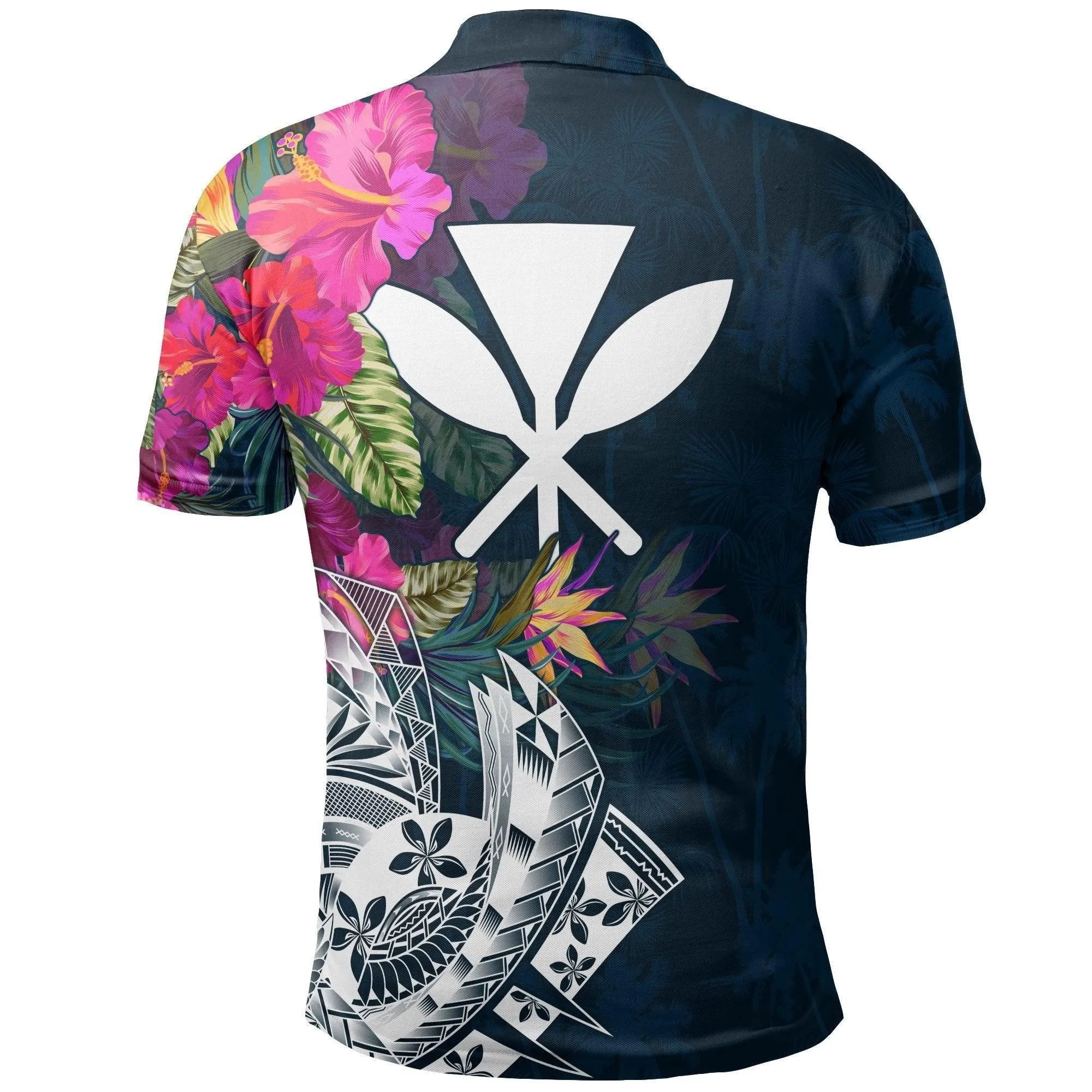 Hawaii Polo Shirt - Polynesian Hibiscus with Summer Vibes