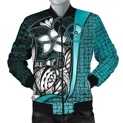 Yap Micronesia Mens Bomber Jackets Turquoise - Turtle With Hook