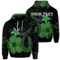 Alohawaii Hoodie - (Personalised) Hawaiian Fish Hook Hibiscus Plumeria Polynesian Hoodie - Green - AH - J4R
