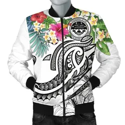 FSM Polynesian Mens Bomber Jacket - Summer Plumeria (White)