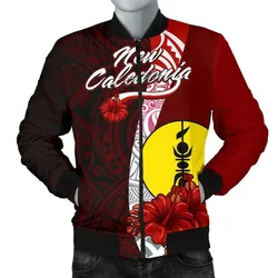 New Caledonia Polynesian Bomber Jacket - Coat Of Arm With Hibiscus