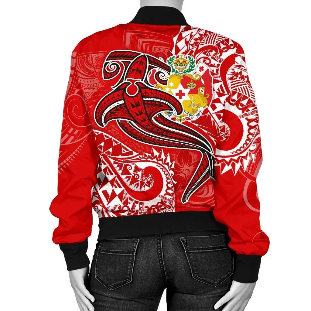 FamilyGater Jacket - Bomber Jacket Tonga - Red Shark Polynesian Tattoo - BN18