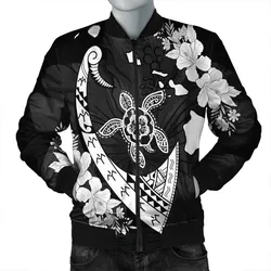 Hawaiian Map Hibiscus Turtle Fish Hook Polynesian Bomber Jacket