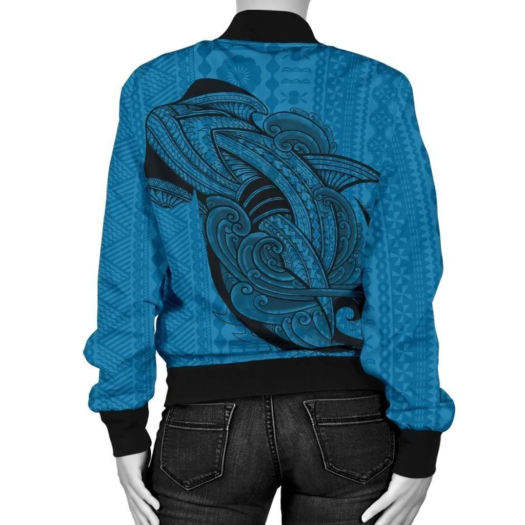 Fiji Womens Bomber Jacket Shark Coat Of Arms