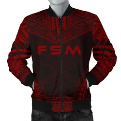 Federated States Of Micronesia Polynesian Chief Men's Bomber Jacket - Red Version - Bn10