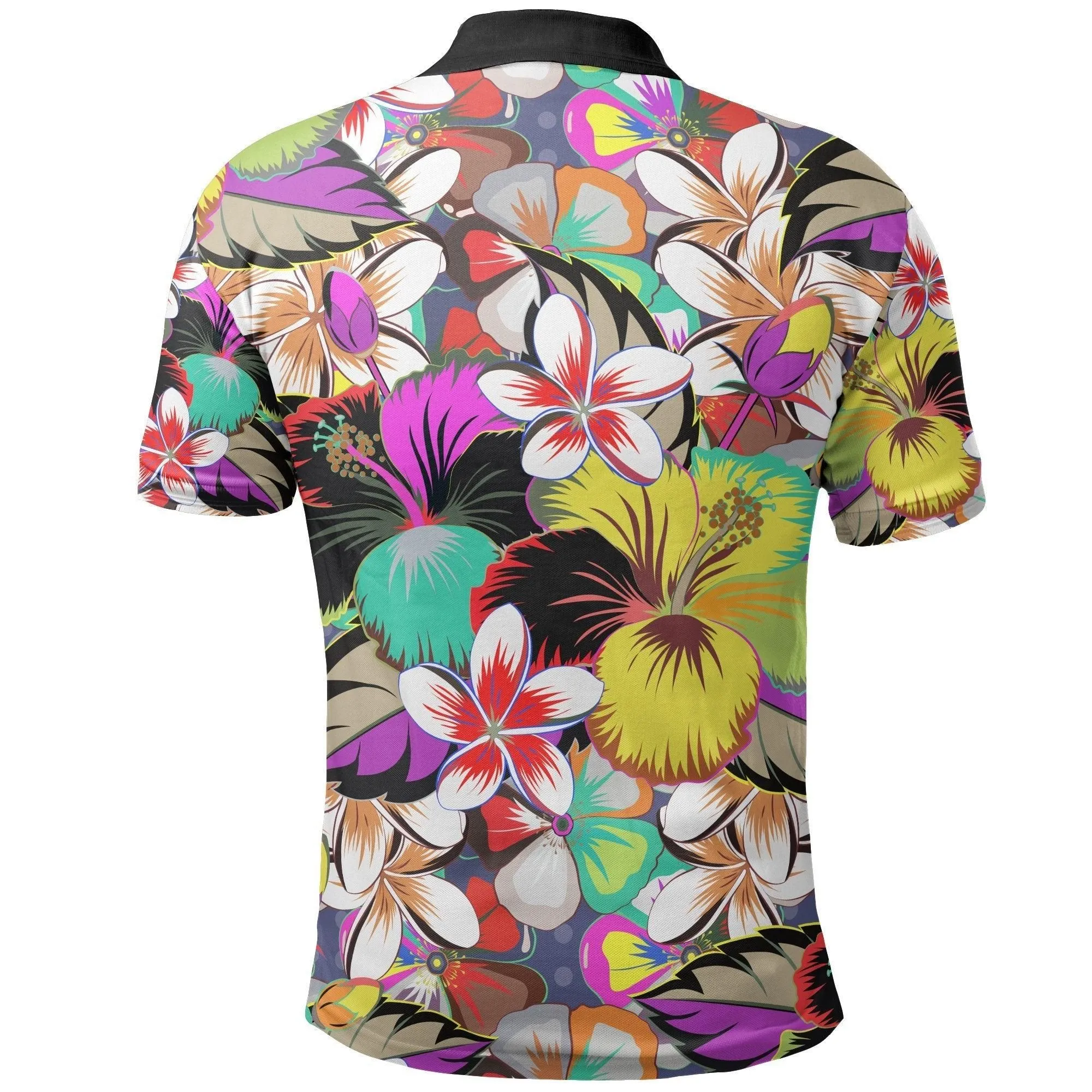 Polynesian Polo Shirt - Hibiscus and Plumeria Patterns