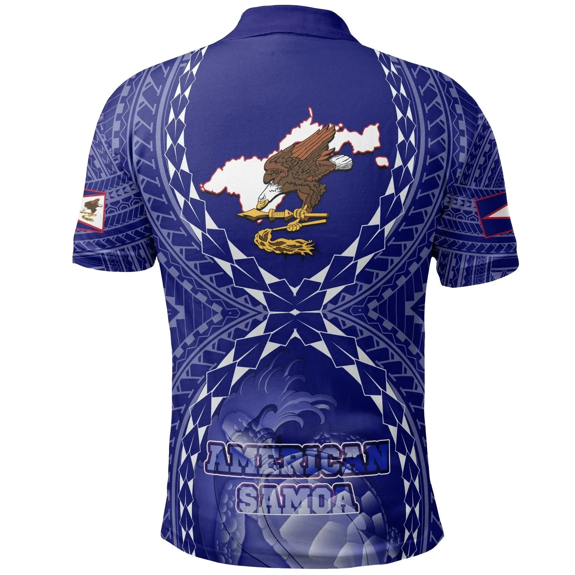 Alohawaii Shirt - Polo Shirt American Samoa Polynesian - American Samoa Flag with Polynesian Tattoo - BN18