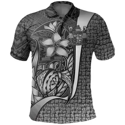 Alohawaii Shirt - Polo Shirt Fiji White Coat of Arm - Turtle with Hook - BN11