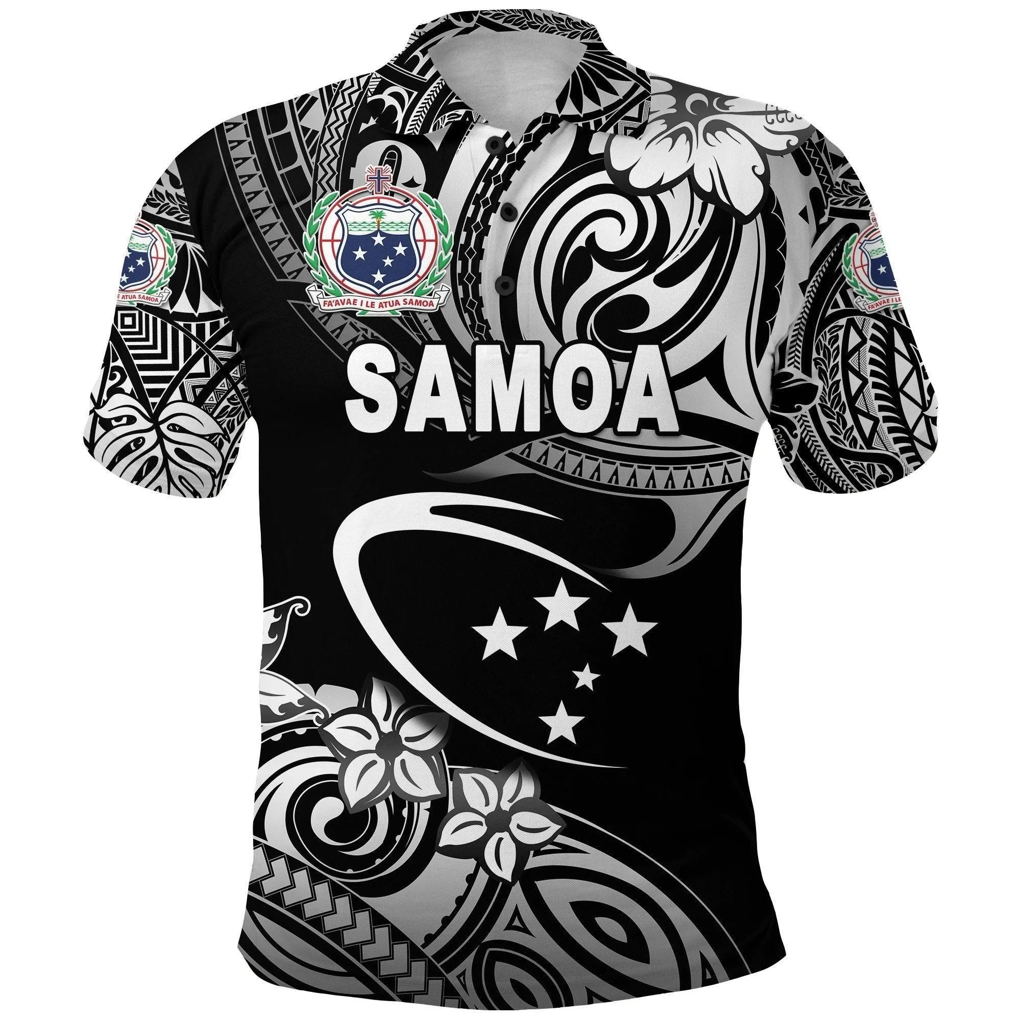 Manu Samoa Rugby Polo Shirt Unique Vibes - Black