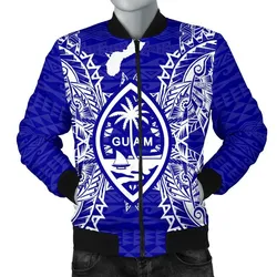 Guam Polynesian Mens Bomber Jacket Map Blue