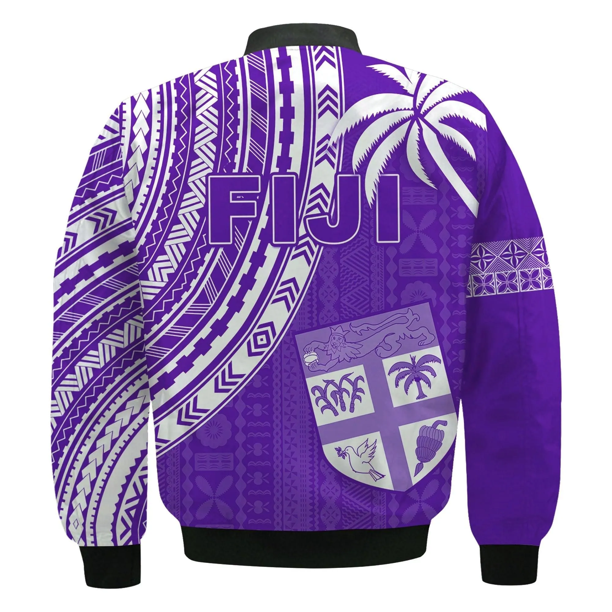 Fiji Rugby Sevens Bomber Jacket Fijian 7s Tapa Polynesian Purple LT13